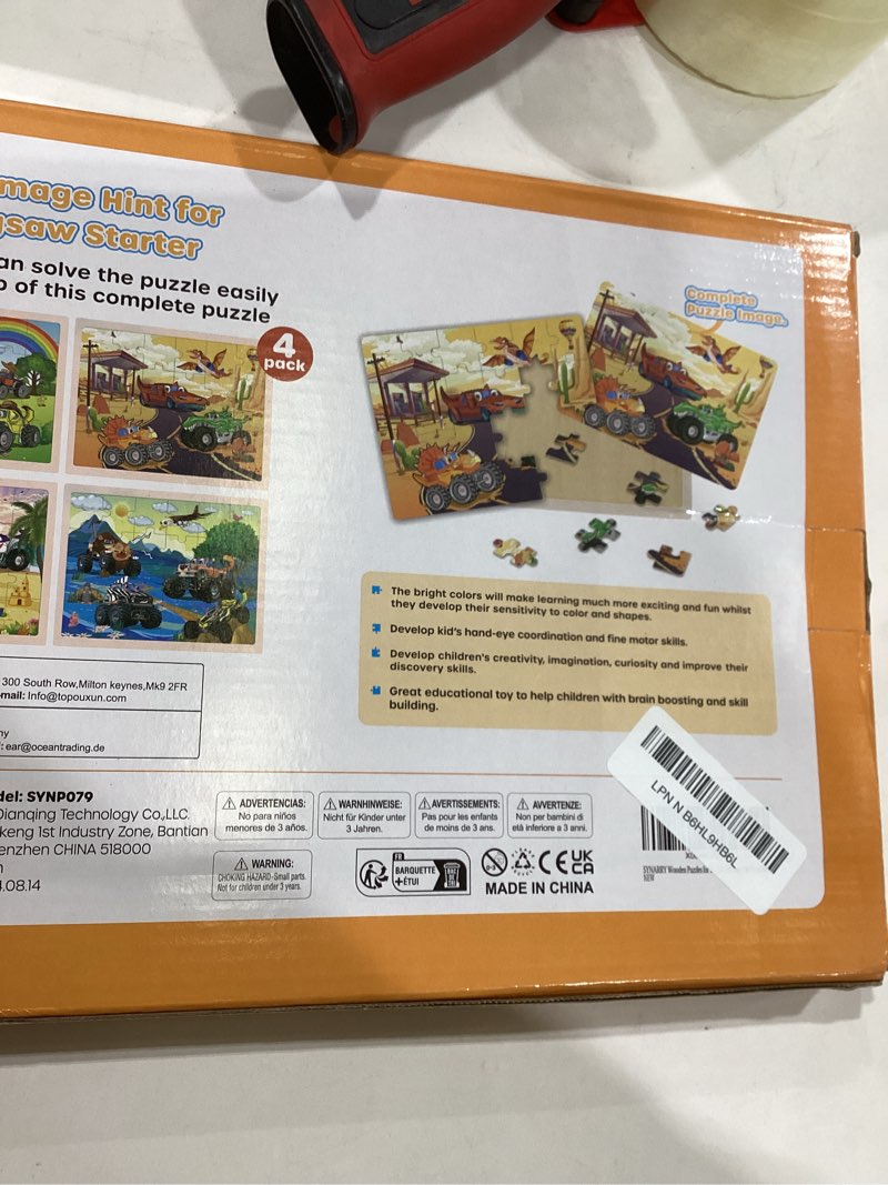 Condition photo showing Good Condition for SYNARRY Large Wooden Monster Truck Puzzles for Kids Gift Box(12.2*9.4 in) - FSC Certified, 24 Piece Puzzles for Toddlers 3-5, Wood Puzzle for Kids Ages 4-6, Easter Basket Stuffers Valentines Day Gifts Vehicle