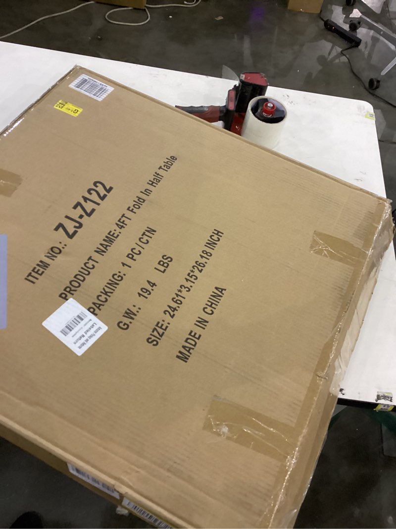 Condition photo showing New/Like New for Camp Field 4FT Folding Table, Portable Heavy Duty Rectangular Folding Utility Table Quick Setup Indoor & Outdoor Table for Camping, Picnic, Parties & Events. (White, 4FT) White 4FT