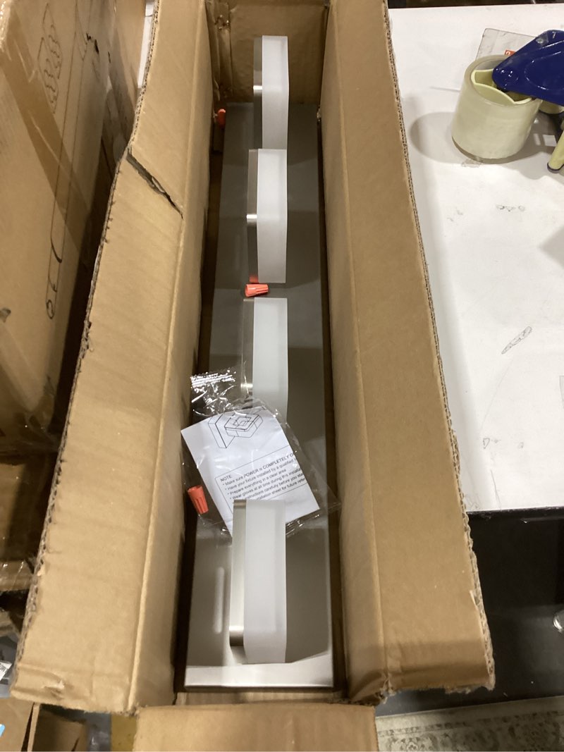 Condition photo showing New/Like New for led vanity light fixture for bathroom, 4-light brushed nickel bathroom light over mirror, modern vanity lighting wall light fixtures 4-light,26inch nickel