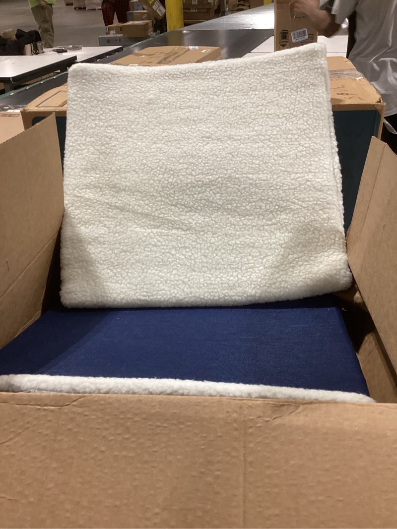 Condition photo showing Good Condition for Cat Beds for Indoor Cats - Large Cat House for Pet with Fluffy Ball Hanging and Scratch Pad, Foldable Cat Hideaway,16.5x16.5x13 inches, Navy Large Blue
