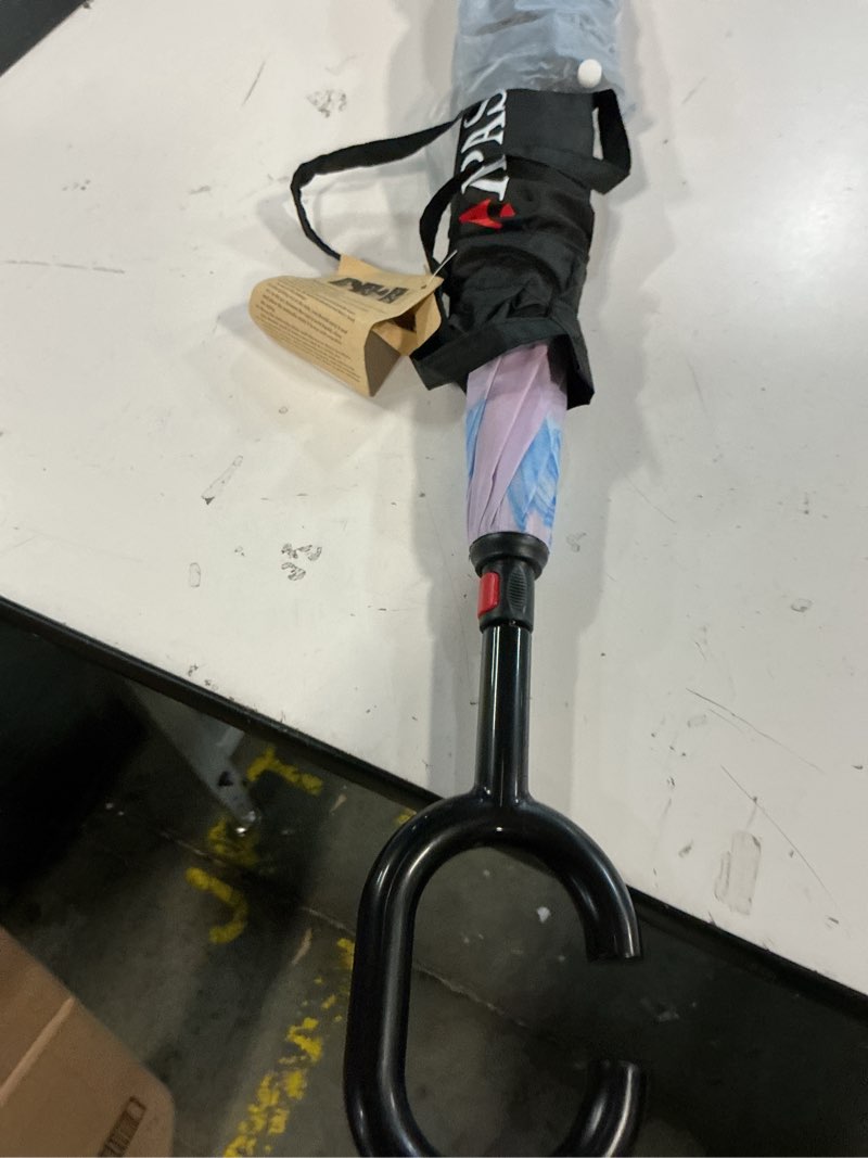 Condition photo showing New/Like New for siepasa 49/56 inch inverted reverse upside down umbrella, extra large double canopy vented windproof waterproof stick golf umbrellas with c-shape handle. blue butterfly 49 inch