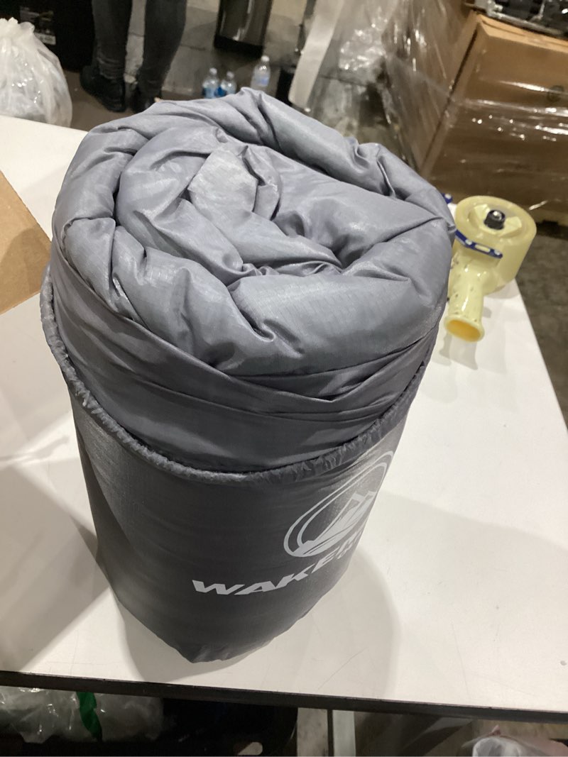 Condition photo showing Good Condition for mummy sleeping bag - adult cold weather sleeping bag rated to 25°f - waterproof with drawstring hood - camping equipment by wakeman outdoors gray