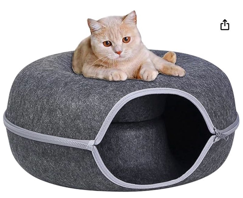 cat tunnel bed for indoor cats donut cat cave detachable round cat bed comfortable and soft cat peekaboo cave cat house