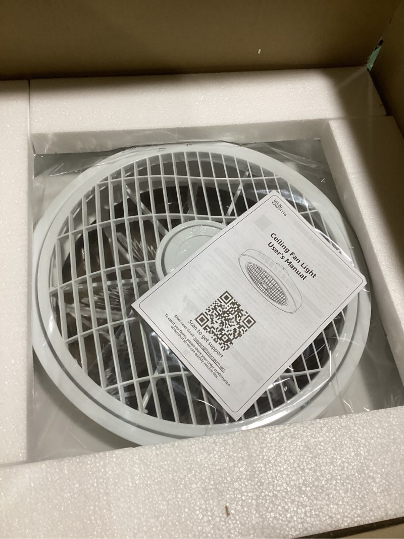Condition photo showing Good Condition for lediary 20 inch low profile ceiling fan with light, led bladeless ceiling fans, remote control enclosed flush mount ceiling fan with timming, 3000-6000k, 6 wind speed, 3000lm, 57w-white 20 inch white