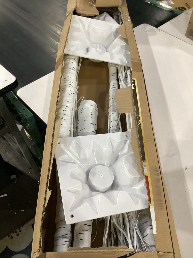 Condition photo showing As Is for missing parts***** nowsto birch tree lights, set of 3 (4ft, 6ft, 8ft), 440 warm white led lights with timer function, christmas outdoor decor for garden patio yard, indoor christmas decorations for home bedroom party