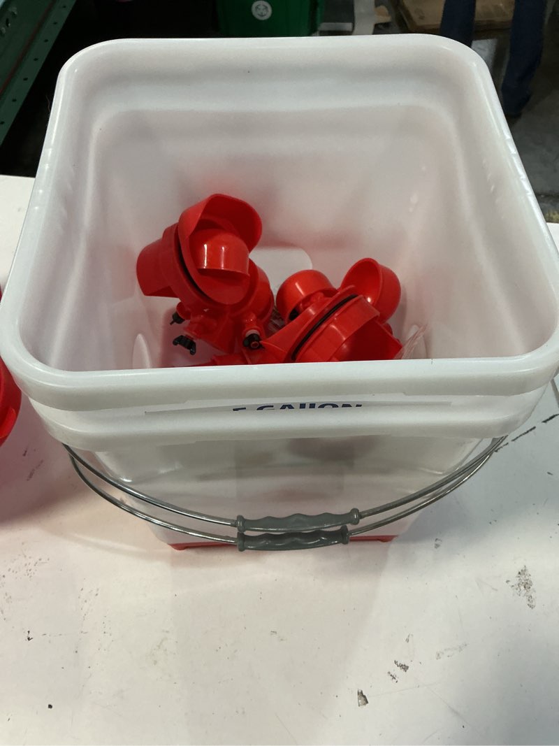 Condition photo showing Good Condition for chicken feeder and waterer set, 5 gallon automatic chicken waterer with cups, 40lb large chickens feeders no waste, chicken coop accessories, poultry feeder & chicken watering system for ducks, quails red+red 5 gal