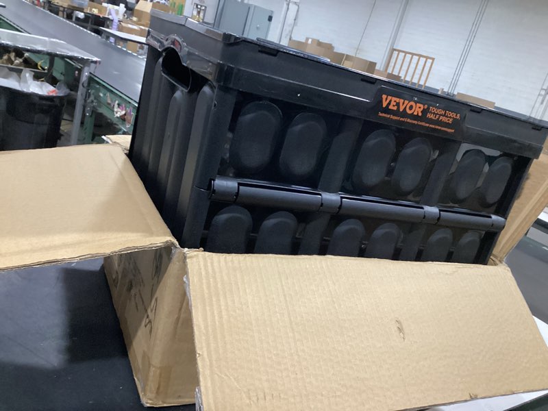 Condition photo showing Good Condition for vevor 45l collapsible storage bins with lids 3 packs, stackable utility crates with handles, large folding containers for organizing tools, snacks, books, food, drinks, camping & transport 45l-black