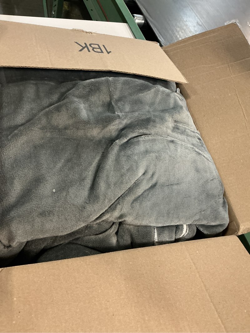 Condition photo showing As Is for Bedsure GentleSoft Sherpa Fleece Blankets Queen Size for Bed - Thick and Warm Throw for Women and Men, Non-Heated, Soft Fuzzy Plush Queen Blanket for Winter, Grey, 90x90 Inches Queen (90" x 90") 01 - Grey