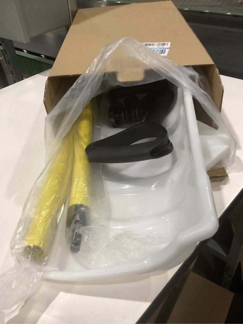 Condition photo showing New/Like New for Snow Pusher: Snow Plow Shovel with Ergonomic Dual D-Handles & 22'' UHMW Blade - Lightweight Manual Snow Shovel for Car, Driveway, Sidewalk & Patio (Bright Yellow) Bright Yellow 58 IN