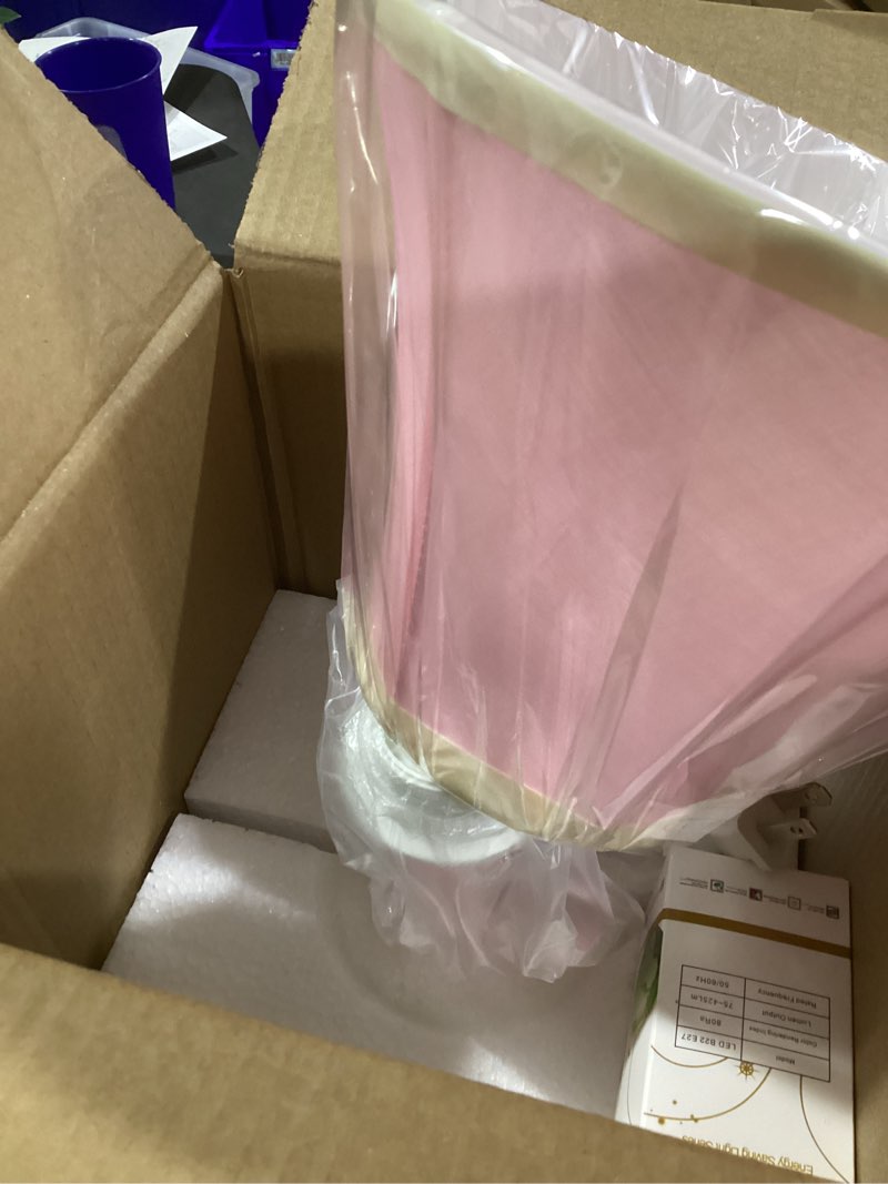 Condition photo showing Good Condition for cozylight bedside lamp, pink dancing shoes design, 14inch tall table lamp with fabric stitch shade for girl’s bedroom décor, including an e26 led bulb (push button)