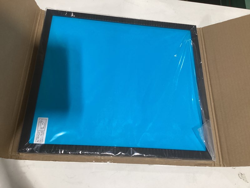 Condition photo showing New/Like New for black real wood picture frame - 16x18 inches, 0.75 inch width, 0.5 inch depth | mid century style with uv acrylic, foam board backing & hanging hardware