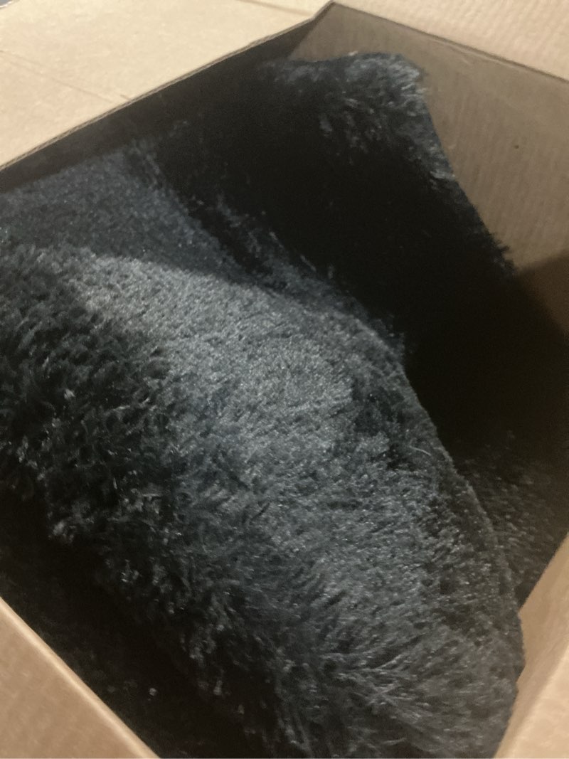 Condition photo showing As Is for Ophanie 3x5 Black Rugs for College Dorm, Bedroom Small Area Rug, Non-Slip Fluffy Shaggy Bedside Soft Shag Fuzzy Plush Carpet for Kids Boys Teen Home Decor Aesthetic, Nursery 3' x 5' (Rectangular) 3- Black