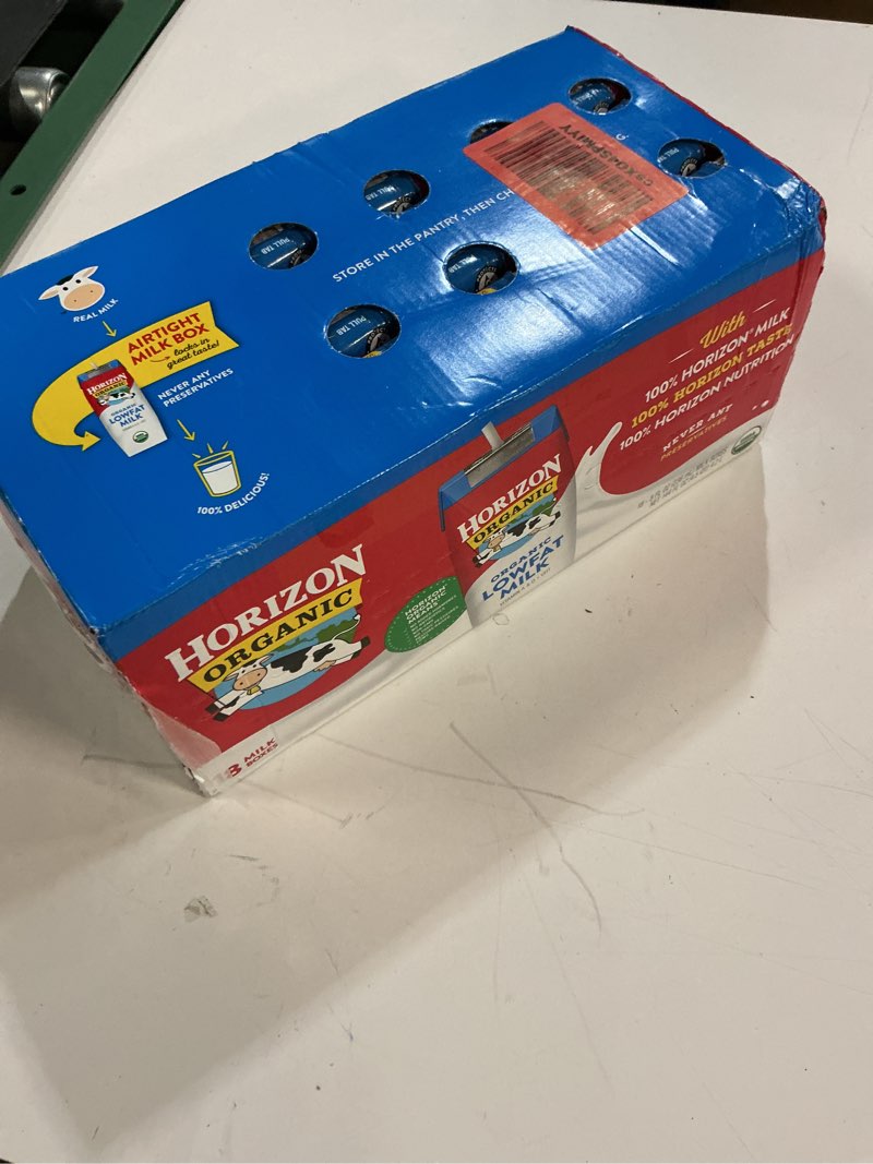 Condition photo showing New/Like New for (exp:jul/20/2026)horizon organic shelf stable 1% lowfat milk boxes, 8 fl oz, 18 count - 8g protein per serving, usda organic, ready to drink for lunchbox, travel, or on-the-go, no refrigeration needed plain (lowfat) 8 fl oz (pack of 18)