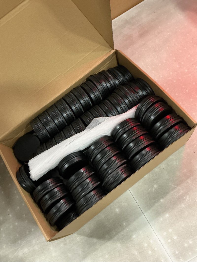 Condition photo showing New/Like New for obkjj 96 pack round cans with screw lid 2 oz aluminum metal tins diy food candle containers for lotion bars, balms, salve, spices, beard balm, crafts with 4 markers 3 sheets label stickers (black)