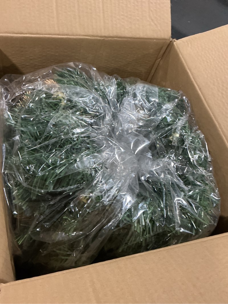 Condition photo showing As Is for Ceenna 8 Pcs Lighted Christmas Wreath 14 Inch Pre Lit Artificial Christmas Wreath with Battery Operated LED Light and Timer for Xmas Front Door Outdoor Window Holiday Party Decor(Classic Bow)