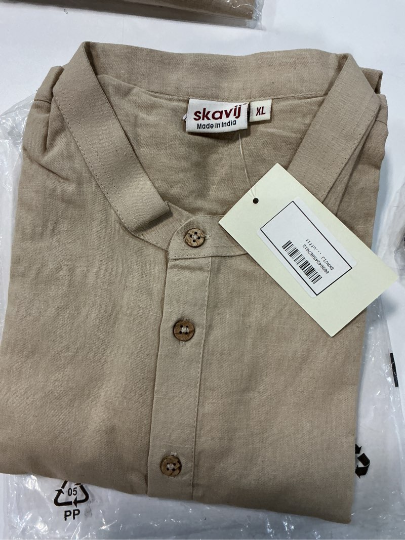 Condition photo showing New/Like New for blessume men long sleeve shirt waffle henley collar casual henley t-shirt medieval shirt size xl 