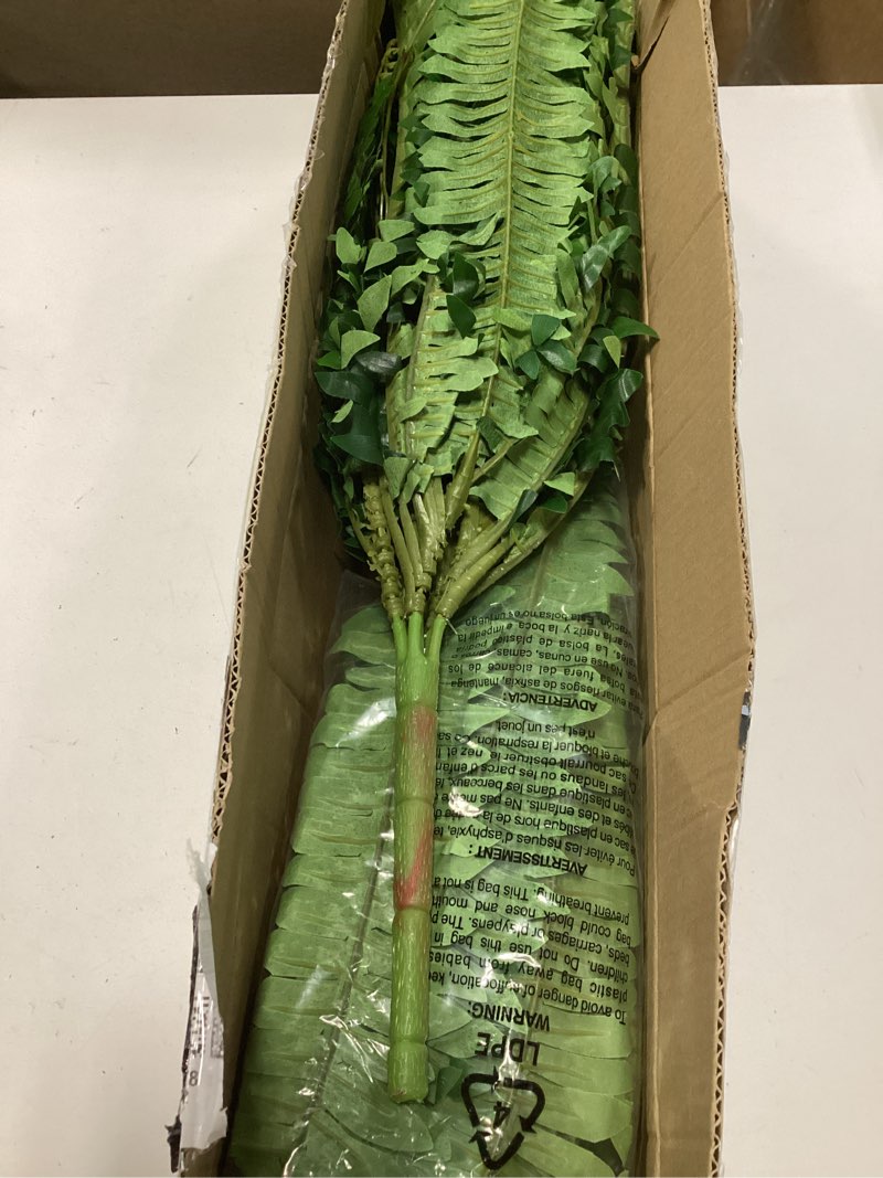 Condition photo showing Good Condition for 45" fake ferns, realistic large artificial bush plants, 2 artificial boston ferns with 59 fronds for outdoors planter indoor home garden porch decor green