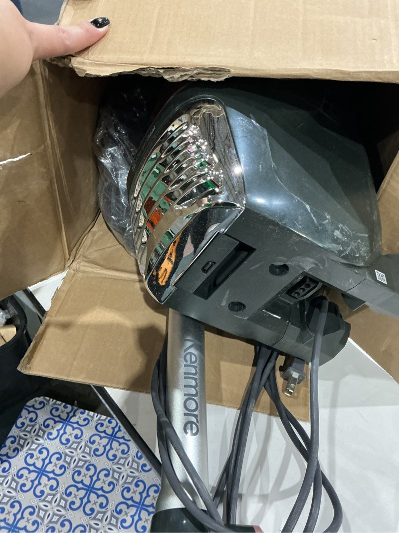 Condition photo showing As Is for kenmore bu4050 intuition bagged upright vacuum, liftup cleaner with hair eliminator brushroll, pet handi-mate for carpet, hard floor, rose gold