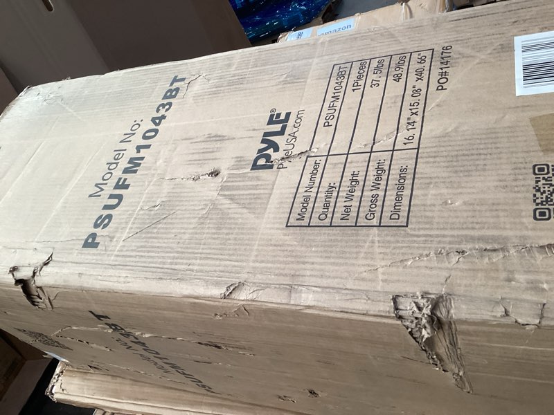 Condition photo showing As Is for Pyle Portable Bluetooth PA Speaker System - 2000W Active powered Outdoor Bluetooth Speaker Portable PA System w/ Microphone In, Party Lights, USB SD Card Reader, AUX/RCA/FM Radio, Wheels - PSUFM1043BT