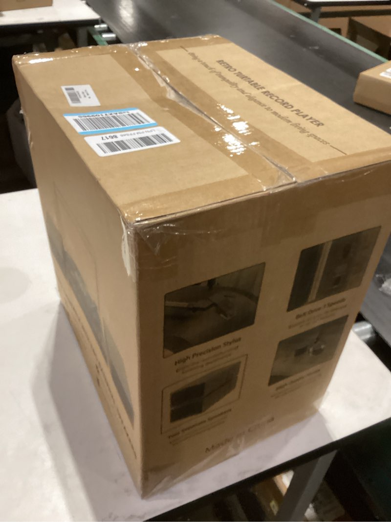 Condition photo showing Good Condition for Vinyl Record Player with Dual Stereo Bookshelf Speakers Vintage Turntable with Bluetooth Wireless Playback Belt Drive 3-Speed Playback Record Player Support RCA Out Auto Stop Wooden