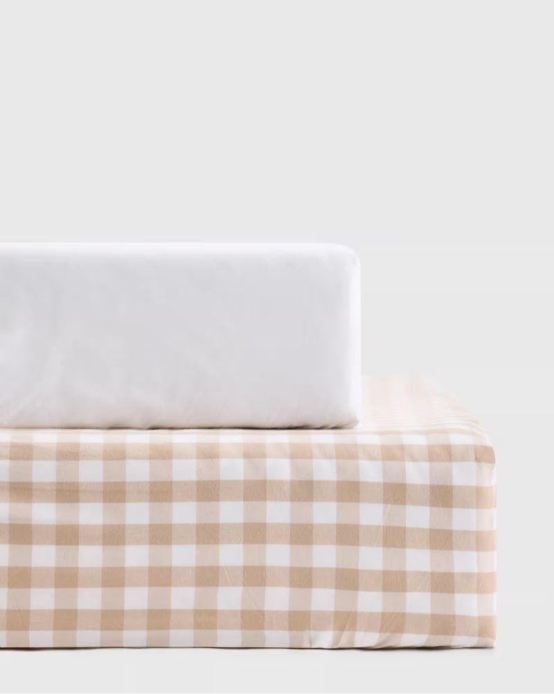 Organic Percale Gingham Crib Sheet 2-Pack quince