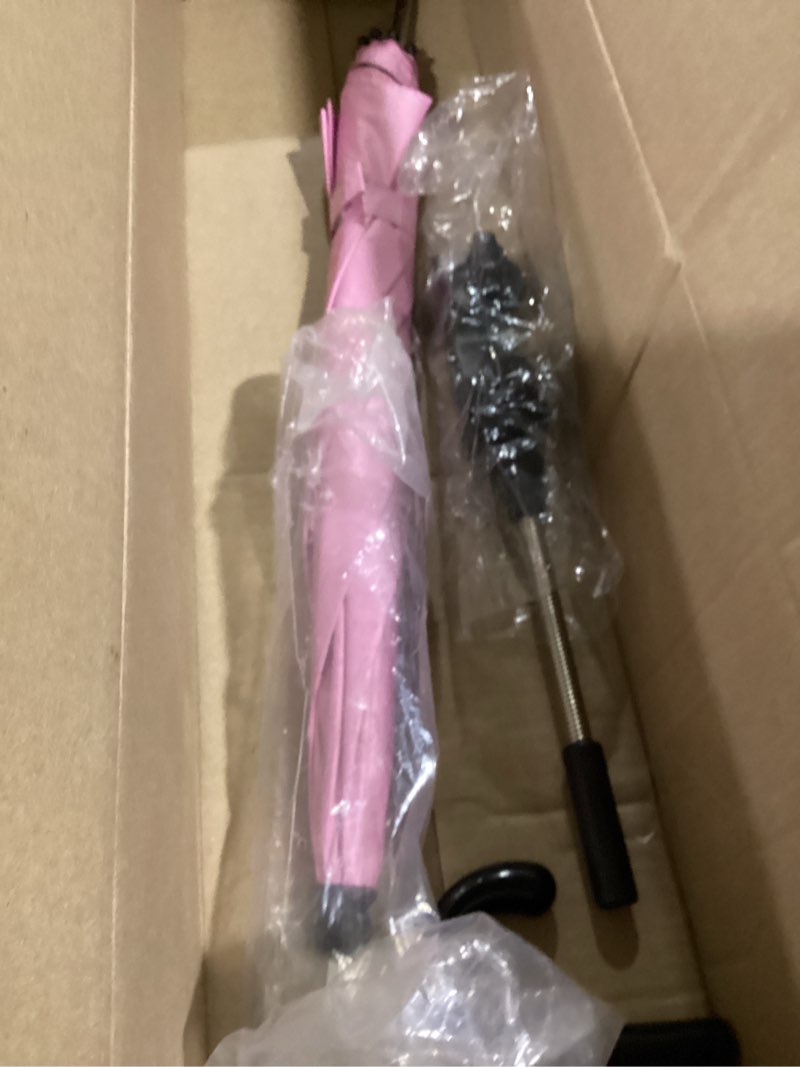 Condition photo showing New/Like New for umbrella baby stroller convenient and lightweight, clip-on, adjustable steering, the top of the umbrella can adjusted to bend, universal,attachment for sun protection cowboy grey