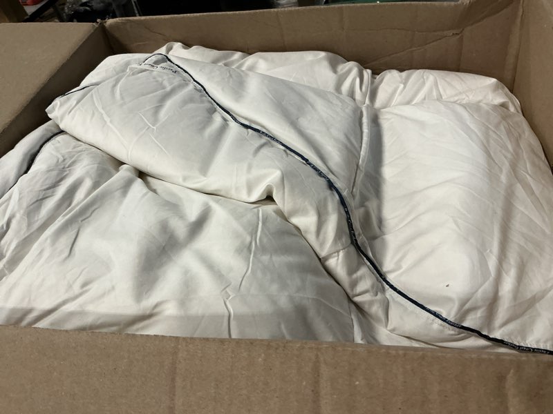 Condition photo showing As Is for Pacific Coast Goose Feather Down Fiber Comforters King Size, Extra Fluffy White Duvet Insert, Ultra-Soft, Breathable, All Season Hotel Luxury Bedding Comforters, 8 Corner & Center Loops (106"x90")
