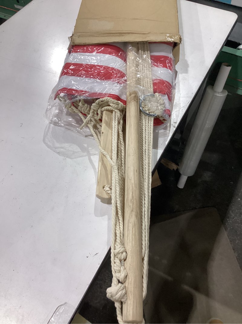 Condition photo showing Good Condition for hammock chair hanging rope swing, *12 patterns, quality comfortable and breathable fabric - indoor/outdoor - red, white and blue flag pattern