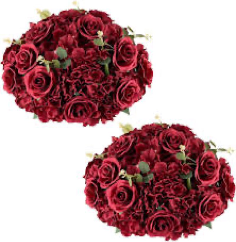 Angela flower 2pcs 19inch Red Free Standing Flowers Ball Bouquet Artificial Rose Arrangements Balls 