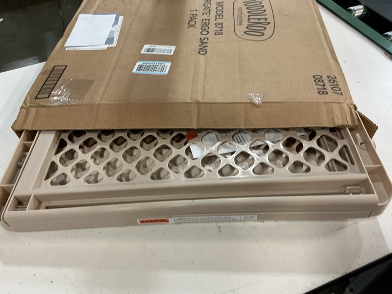 Condition photo showing Good Condition for toddleroo by north states - supergate ergo baby gate: plastic baby gate for stairs & doorways - adjustable indoor safety gate - made in usa - 26 to 42 inches wide - 26 inches tall - sand
