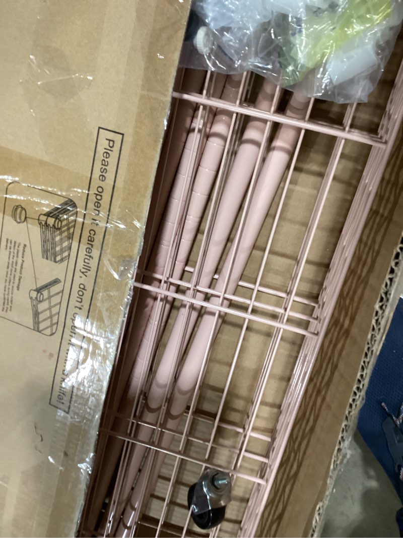 Condition photo showing Good Condition for P3 Rolling Clothes Rack, Clothing Racks for Hanging Clothes, Heavy Duty Garment Rack with Wheels, Freestanding Portable Closet Organizer 39.4''W x 14''D x 78.5''H, Max Load 464 LBS, Pink