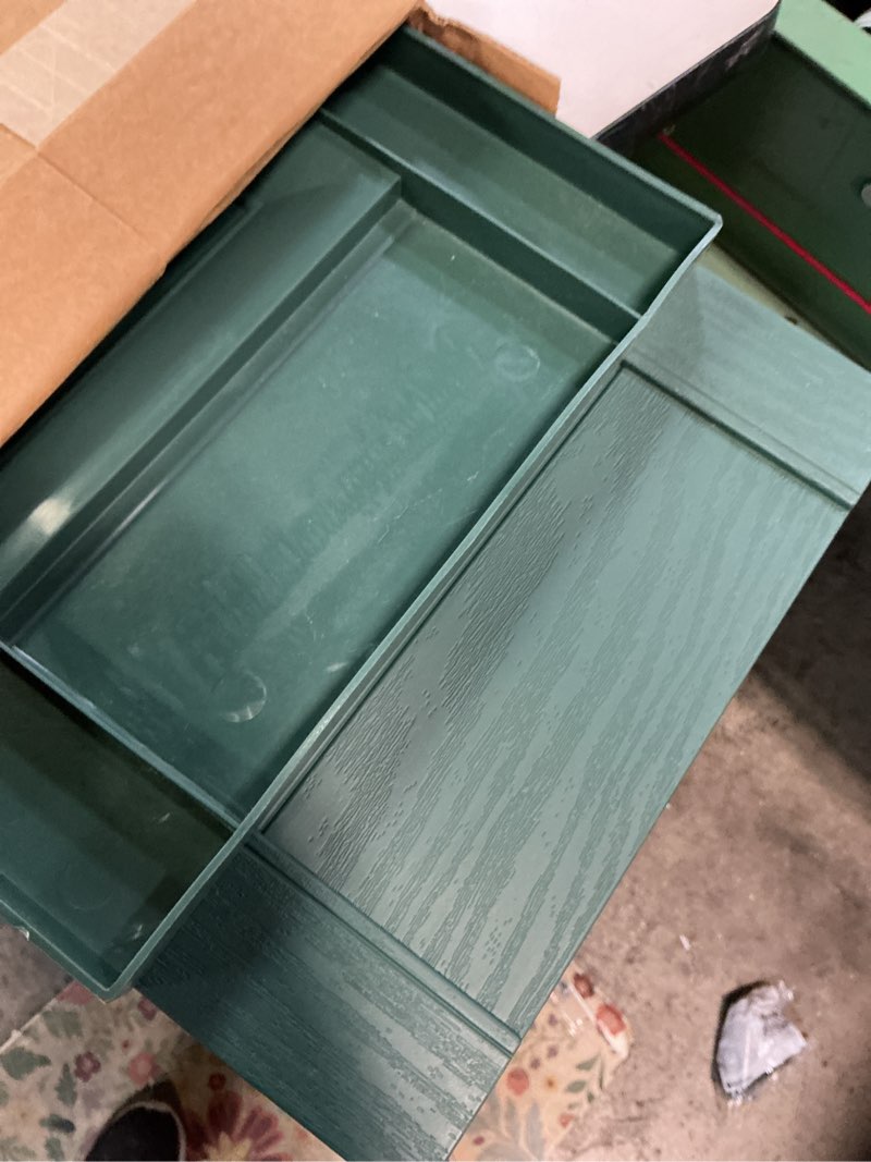 Condition photo showing Good Condition for ekena millwork lifetime vinyl ll1s14x04300fg standard cathedral top center mullion, open louver vinyl shutters, w/installation shutter-lok's & matching screws (per pair), 14.5"w x 43"h, forest green 14.5-in. w x 43-in. h 028 - forest green