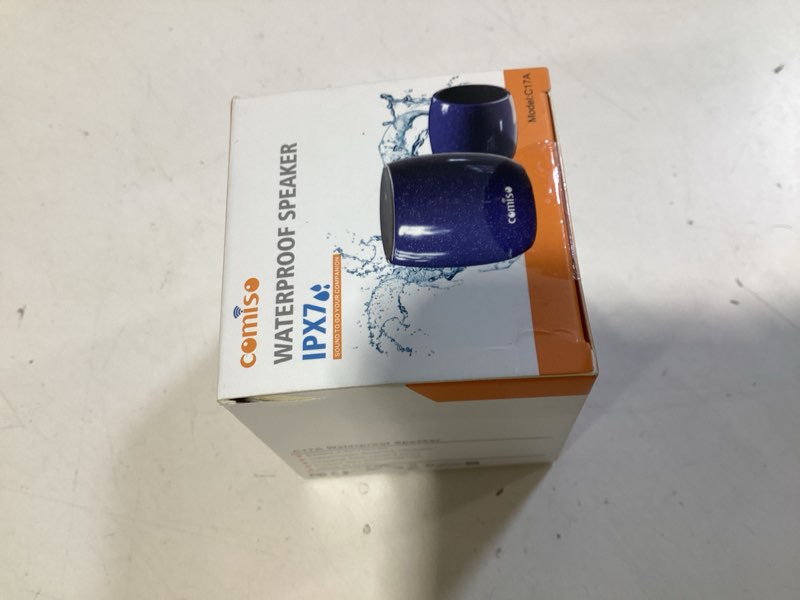 Condition photo showing New/Like New for small speaker, bluetooth speaker with 360°hd stereo sound and robust bass, mini speakers with hands-free call, ip67 waterproof, portable speakers for shower, room, car, trip, ideal gift for men, women navy blue