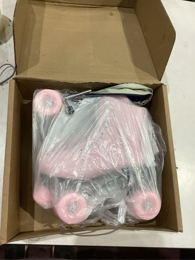 Condition photo showing Good Condition for Wiwiy Roller Skates for Women and Men - Adjustable Four Shiny Wheel Skates for Outdoor Indoor Use Women's 6.5 / Men's 5.5 Pink