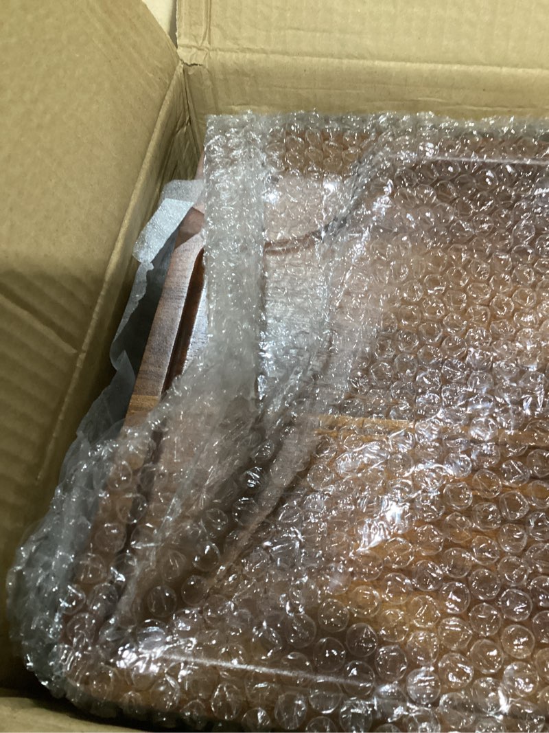 Condition photo showing New/Like New for Solid Wood Acacia Wood Couch Table,360° Swivel Height Adjustable C Table with Phone & Tablet Stand,TV Trays for Eating on Couch, Bedroom or Livingroom, Oblong.