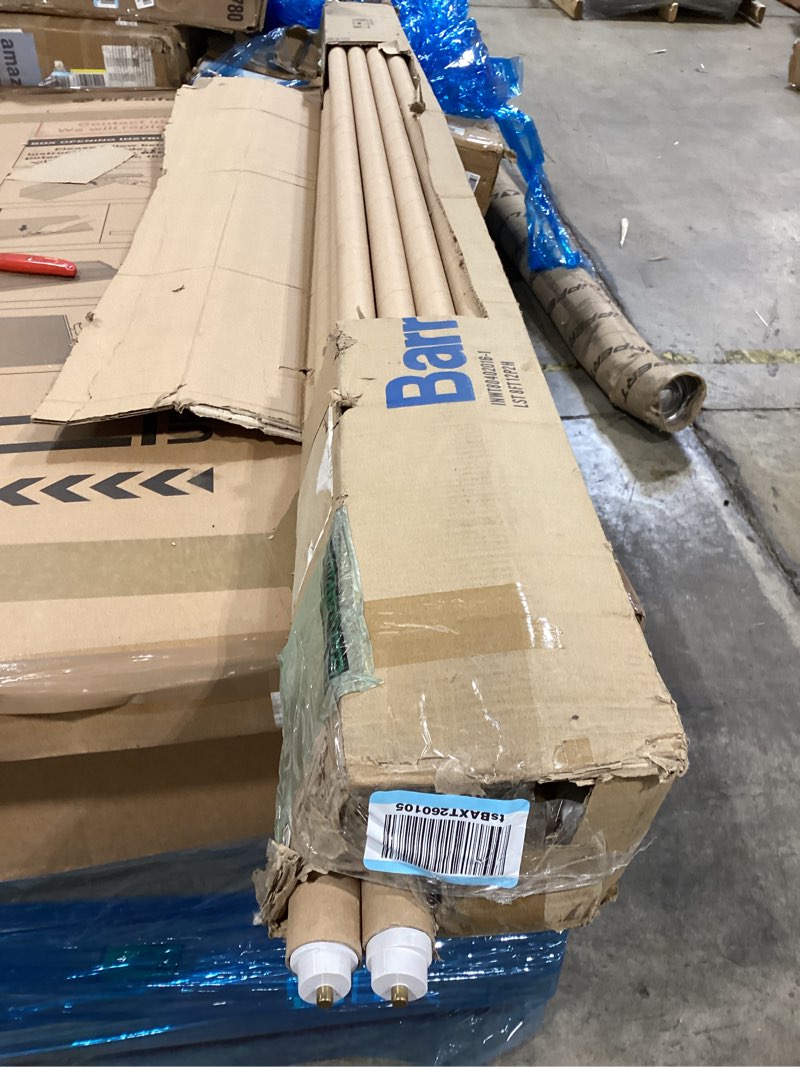 Condition photo showing As Is for Barrina T8 T10 T12 LED Light Tube, 8ft, 44W (100W Equivalent), 6500K, 4500 Lumens, Frosted Cover, Dual-Ended Power, Fluorescent Light Bulbs Replacement, 12 Packs