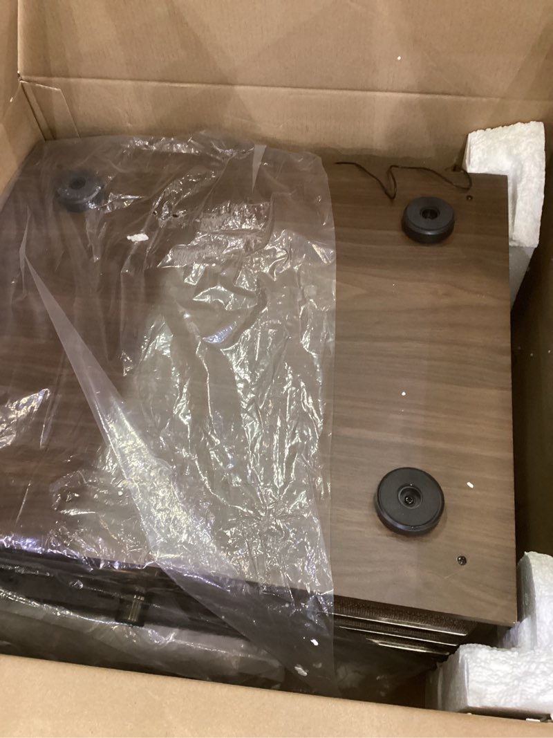 Condition photo showing As Is for Vinyl Record Player 10-in-1 Music Center Turntable Built-in Speakers Support 3 Speed BT Wireless Input/Output AM/FM Radio CD Cassette Tape Player Aux RCA Auto Stop Vinyl Recording to USB/TF Card Brown Walnut
