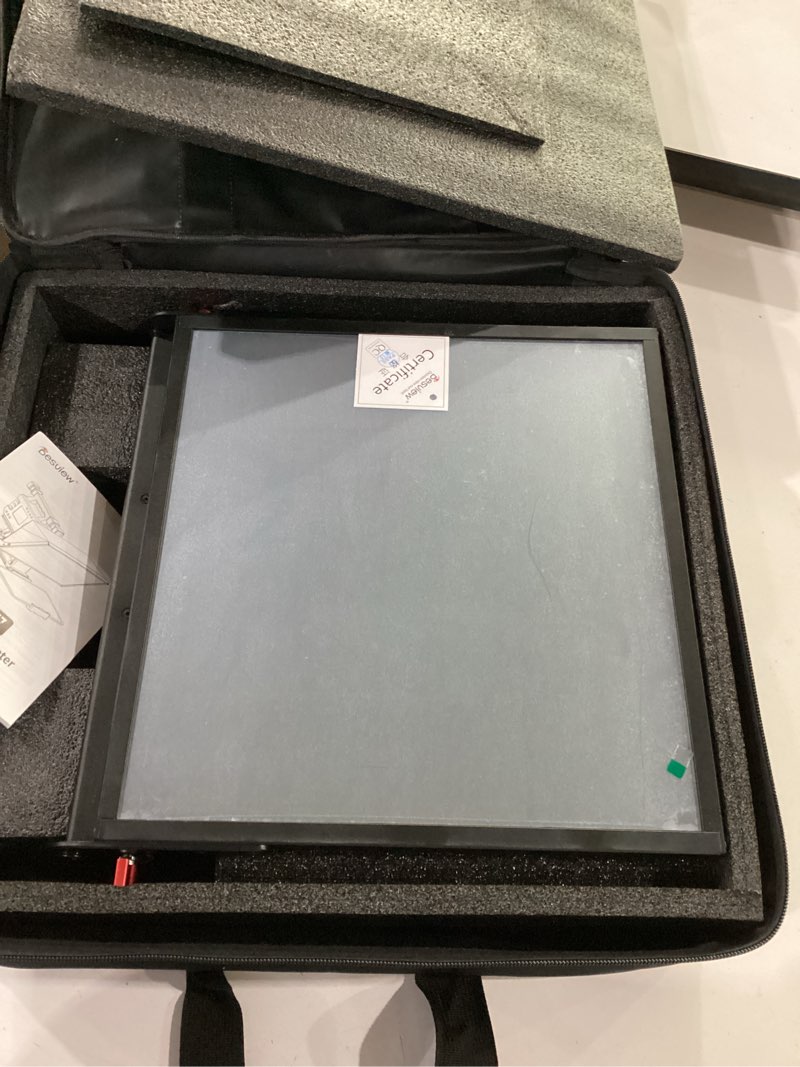 Condition photo showing New/Like New for desview p15 teleprompter?15 inch aluminum alloy liftable teleprompter, high display glass, compatible with ipad tablet phone dslr camera, no assembly, carry case included, great for video making