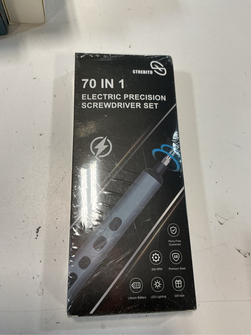 Condition photo showing New/Like New for strebito mini electric screwdriver set, 70 in 1 small electric screwdriver - 64 s2 preicison bits, 5 torque settings, 4 led lights, mini power screwdriver repair tool kit for pc electronic (standard)