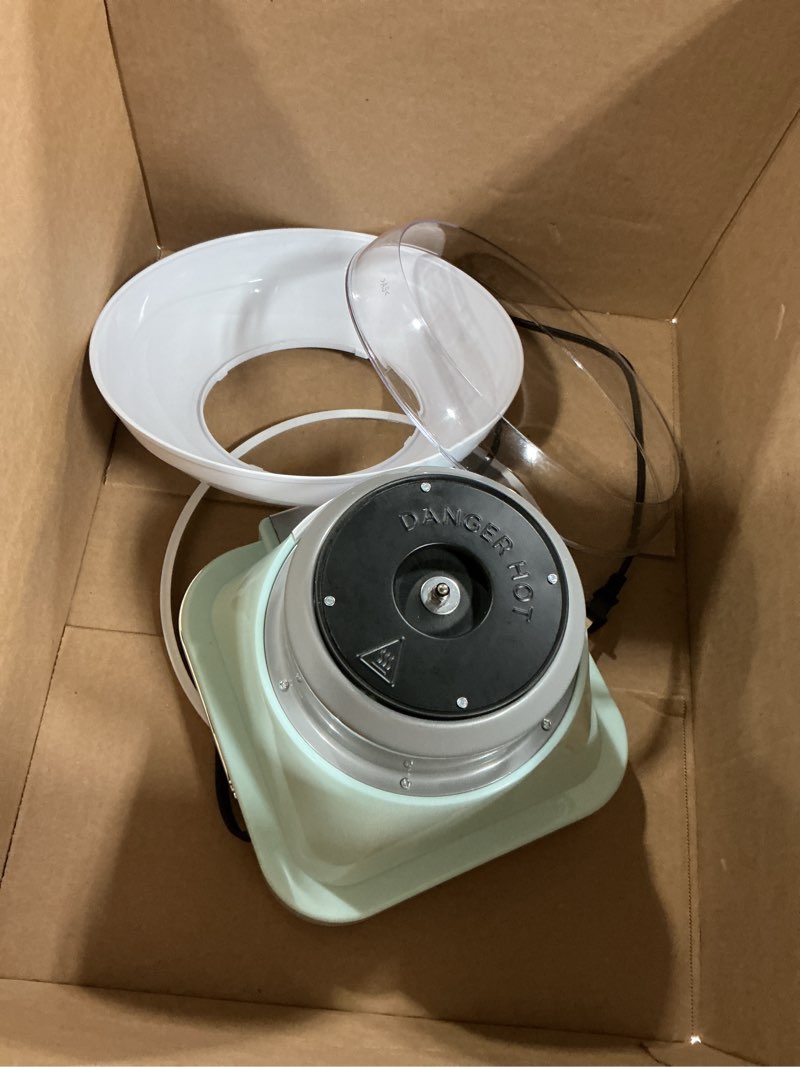 Condition photo showing As Is for studio 54 retro cotton candy machine with 5 jars (11oz each) floss sugar, 50 paper cones, easy cleanup cotton candy maker, durable retro design, makes 20–30 servings per jar, bpa & lead free
