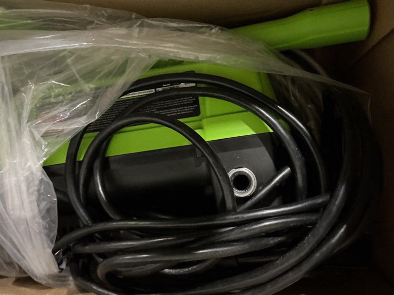 Condition photo showing As Is for greenworks 1800-psi 1.2-gpm cold water electric pressure washer with 2 spray tips