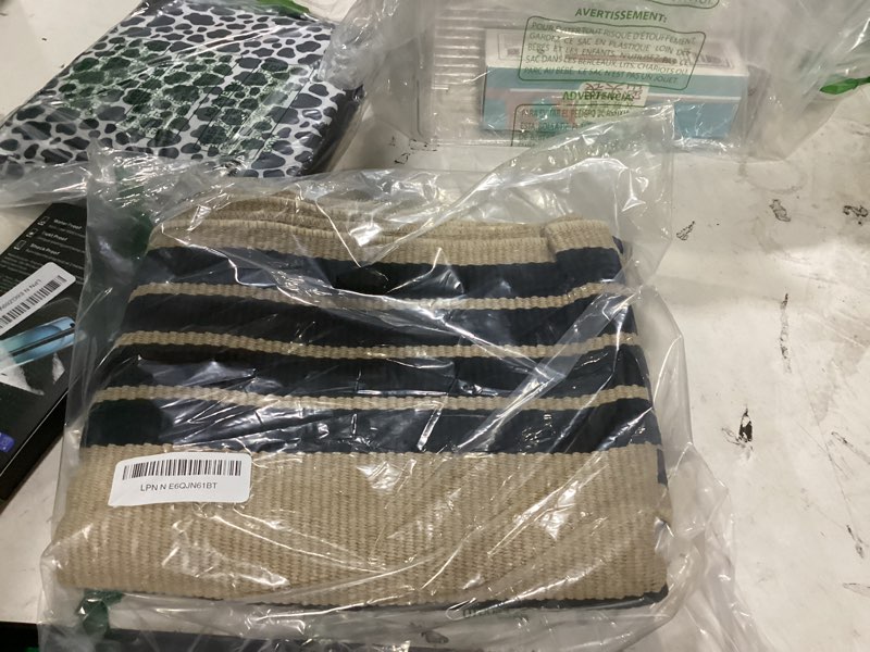 Condition photo showing New/Like New for black and khaki striped rugs 2.3'x3.6', washable hand woven front door rug, reversible outdoor welcome mat foldable layered door mats for entryway porch decor home entrance 2.3'x3.6' tan and black