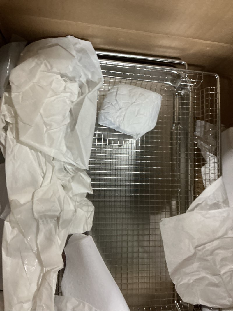 Condition photo showing New/Like New for w11548747 air fry basket stove replacement parts for whirlpool maytag kitchenaid jennair range oven air fryer rack fry tray 304 stainless steel 18.5’’ x 12.8’’ oven rack air fryer basket 1 pcs