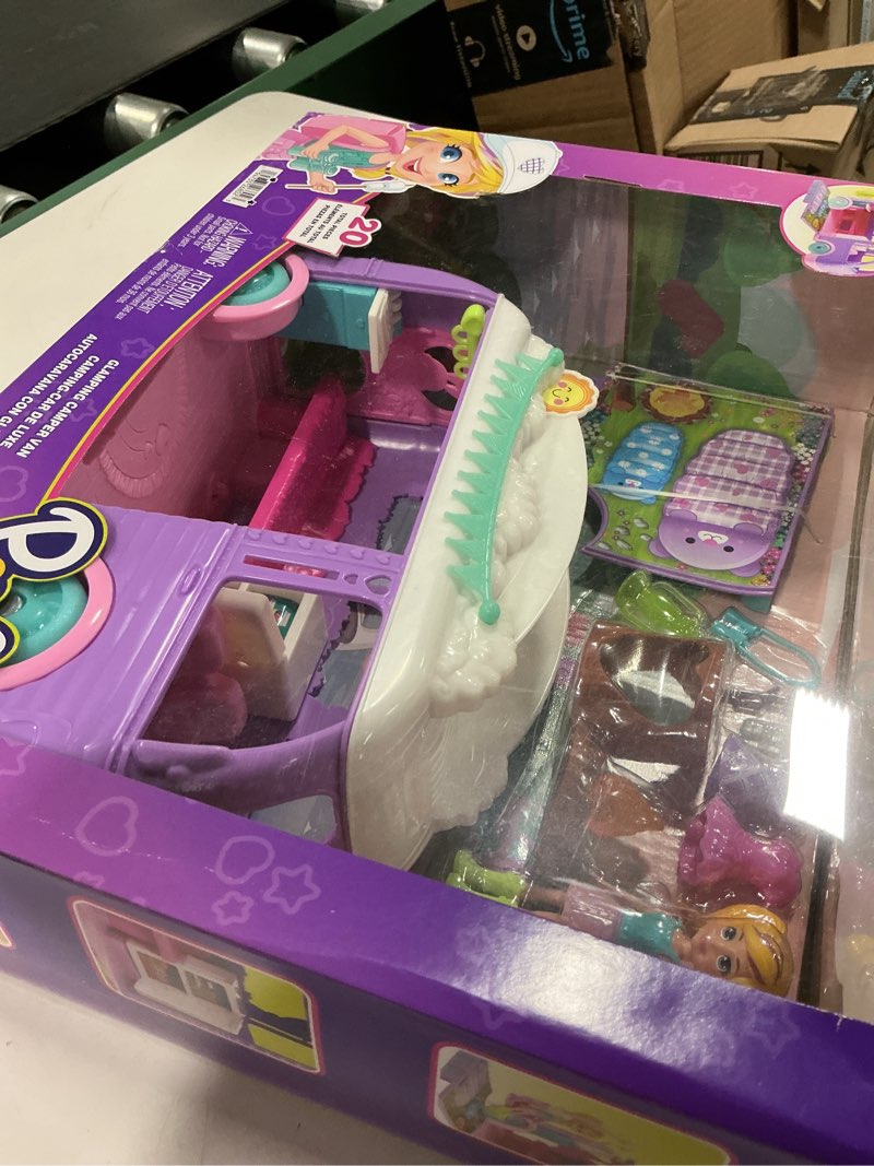 Condition photo showing Good Condition for Polly Pocket Doll & Pet Playset, Travel Toy with Camping & Food Accessories, Glamping Camper Van