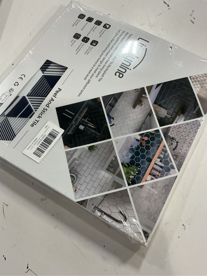Condition photo showing New/Like New for livelynine white backsplash tile 16pcs 12x12 peel and stick wall tiles waterproof hexagon subway tile back splash stick on tiles for bathroom shower walls sticky renter friendly back splashes kitchen 16 tiles hexagon subway tile