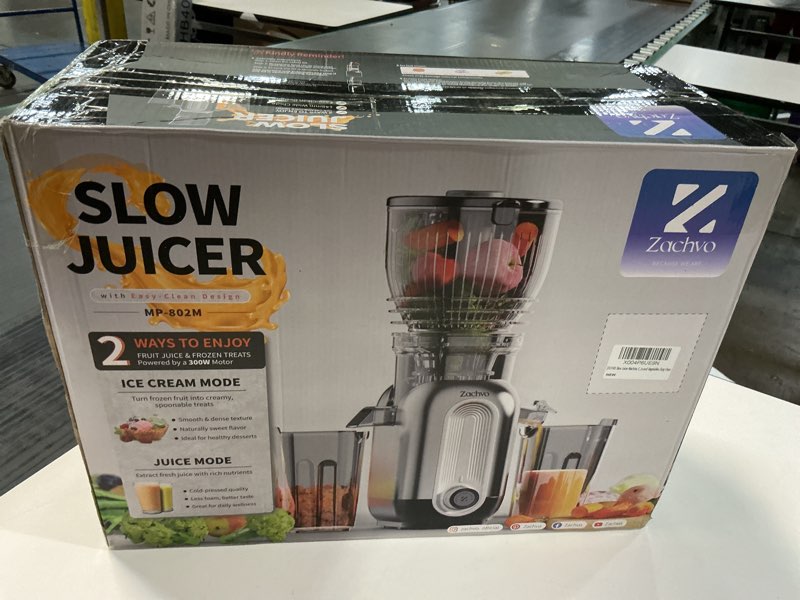 Condition photo showing New/Like New for Cold Press Juicer Machines, 5.8" Large Feed Chute Slow Masticating Juice Maker for Whole Vegetable and Fruit, Easy to Clean, 300W High Juice Yield - MP-802M (Black) Dark Grey