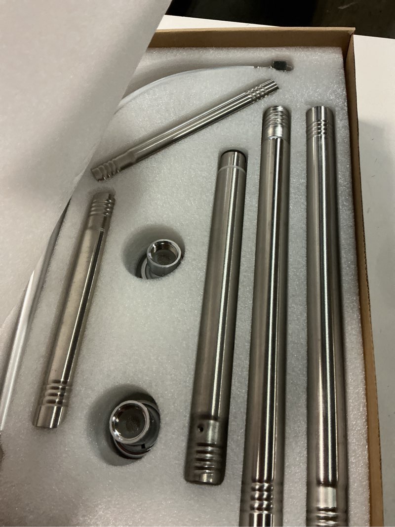 Condition photo showing Good Condition for dual shower head for couples, high pressure double shower heads for two people rod, two showerhead system fit 2 person, birthday gifts for women men, spa-like (chrome) segmented design