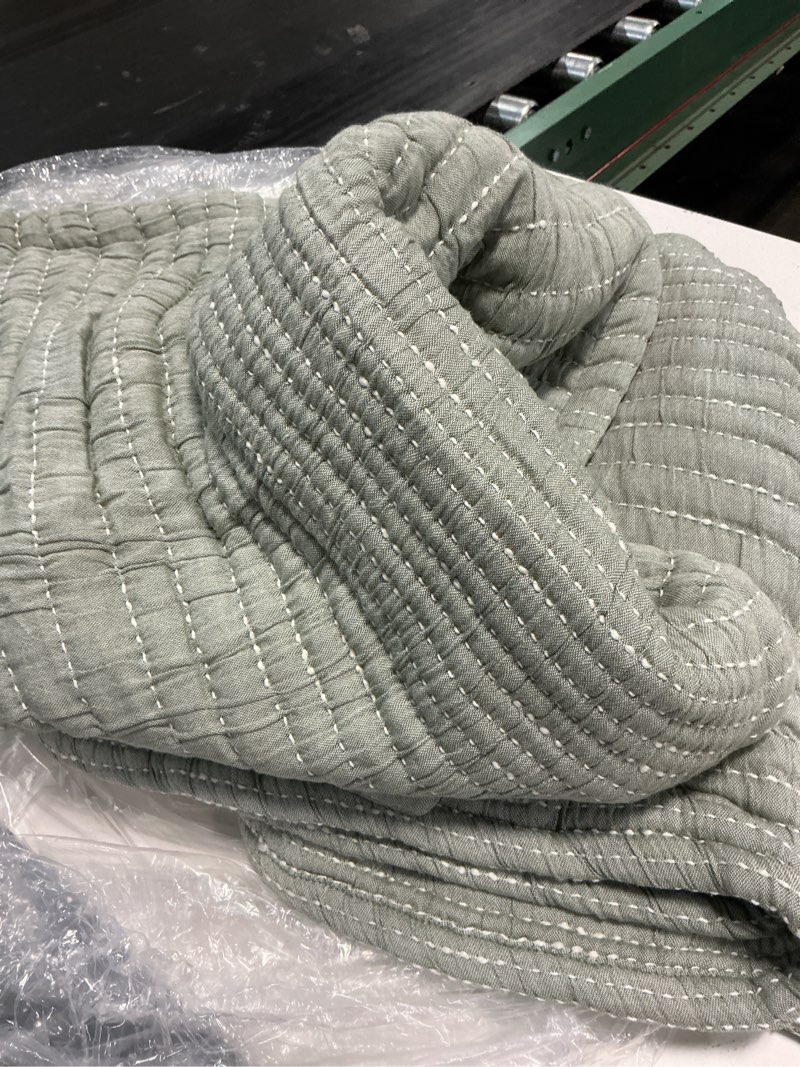 Condition photo showing Good Condition for organic cotton channel stitch sham set, twin, green