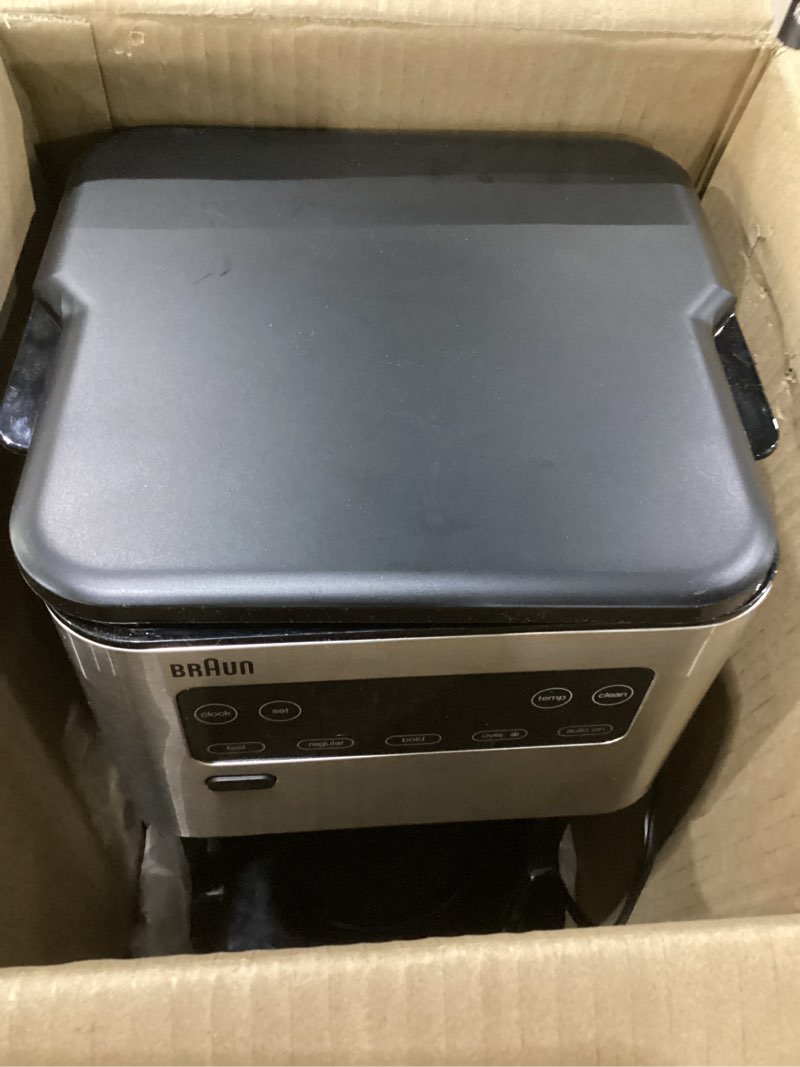 Condition photo showing As Is for Missing pot!!!  Braun PureFlavor 14?Cup Programmable Coffee Maker – Fast Brew Speed, Touch Display, Bold & Brew?Over?Ice Modes, FlavorCarafe & Adjustable Warm Plate Black