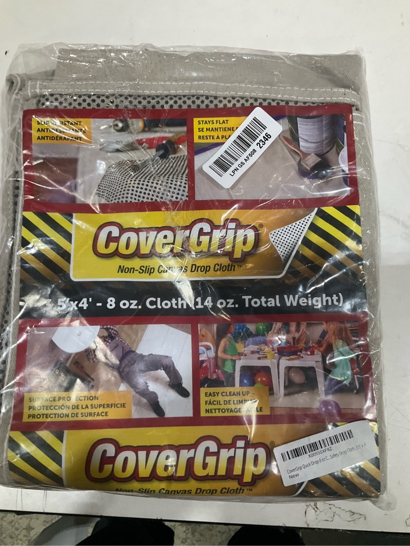 Condition photo showing Good Condition for quick drop 8 oz canvas safety drop cloth, 3.5' x 4' 3.5’ x 4’ 8 oz